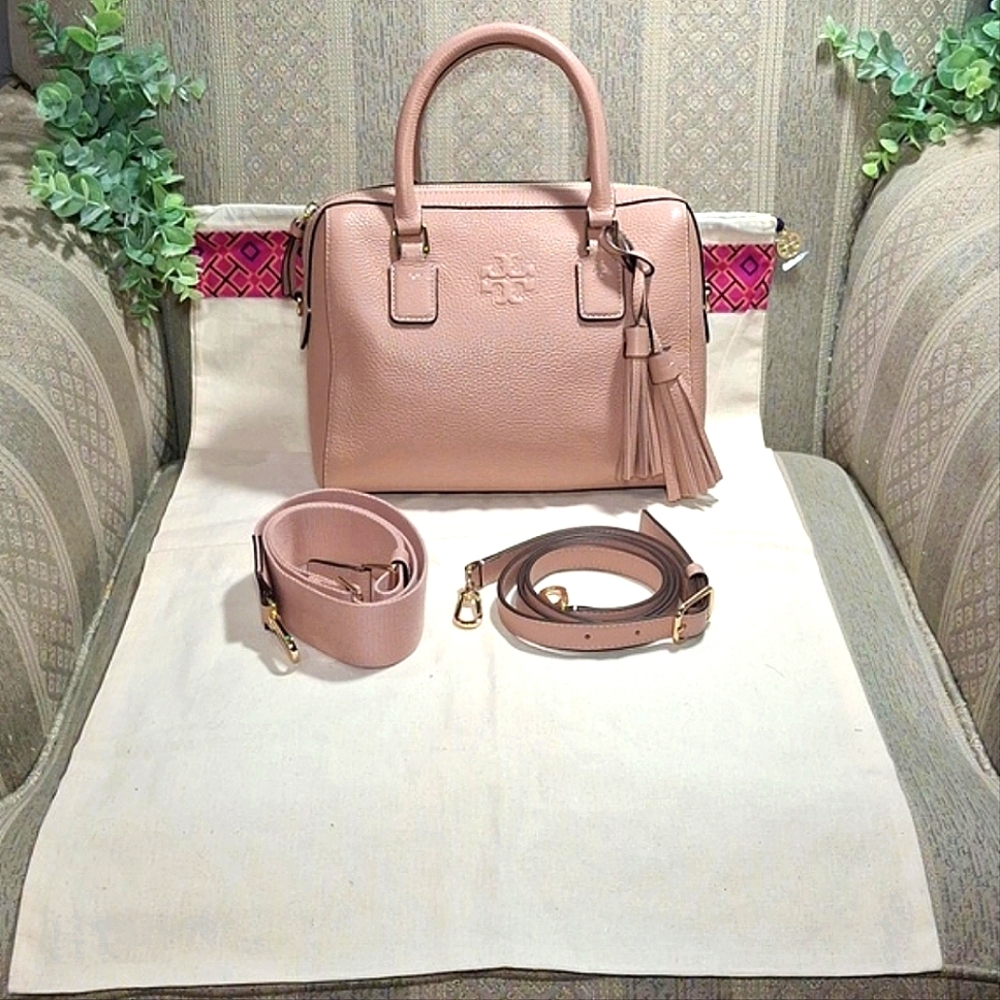 Tory Burch Dusty Rose Leather Satchel with Tassel - Picture 14 of 15
